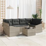 Ensemble de salle � manger de jardin - 7 pi�ces - rotin naturel - coussins r�sistants � la pluie - 6 ...
