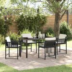 Ensemble de salle � manger de jardin - burke - polyrotin - noir - 140x80x73 cm - table avec plateau en ...