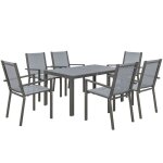 Ensemble de salle � manger de jardin - outsunny - pour 6 personnes - cadres en acier chaises empilables ...