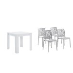 Ensemble de salle � manger avec table carr�e elvis 80x80 en bois 4 chaises dafne en r�sine avec fibre ...