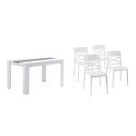 Ensemble de salle � manger avec table ulisse en bois stratifi� et 4 chaises martina en r�sine. (blanc ...