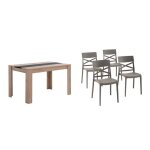 Ensemble de salle  manger avec table ulisse en bois stratifi et 4 chaises martina en rsine. (chne ...
