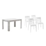 Ensemble de salle � manger avec table ulisse en bois stratifi� et 4 chaises martina en r�sine. (gris ...