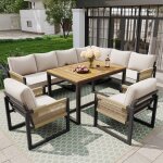Ensemble salon bas de jardin 7 - 8 personnes avec canap� 2 placesfauteuilcanap� dangletable bassemeubles ...