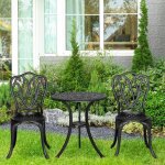 Ensemble salon de jardin 2 places 2 chaises + table ronde style charme r�tro en fonte daluminium noir ...