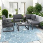 Ensemble de salon de jardin salon de jardin bas canaps dangle table et fauteuil avec coussins dassise ...
