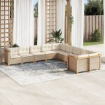Ensemble de salon de jardin r�sine tress�e - vidaxl - 10 pi�ces - beige - r�sine tress�e
