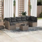 Ensemble de salon de jardin en r�sine tress�e - vidaxl - 8 pi�ces - coussins gris - r�sine tress�e
