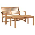 Ensemble de salon de jardin en teck - vidaxl - banc 110x65x765 cm - table 95x45x40 cm - marron - bois ...