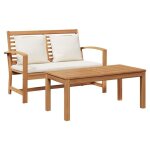 Ensemble de salon de jardin en teck - vidaxl - bois de teck massif - 110x66x76 cm - marron et cr�me - ...