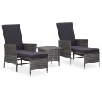 Ensemble de salon de jardin - vidaxl - 3 pi�ces - r�sine tress�e - gris - coussins anthracite - 63x130x102 ...