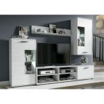 Ensemble de salon meuble tv + 1 �tag�re murale + vitrine + meuble haut coloris pin andersen