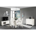 Denae - ensemble salon séjour laqué blanc brillant meuble tv + buffet 2 portes + table 100cm Denae - ensemble salon séjour laqué blanc brillant meuble tv + buffet 2 portes + table 100cm