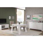 Denae - ensemble salon séjour laqué blanc brillant meuble tv + buffet 3 portes + table 100cm Denae - ensemble salon séjour laqué blanc brillant meuble tv + buffet 3 portes + table 100cm