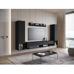 Ensemble de salon suspendus ? amadeo ii - graphite noir - avec led meuble de rangement meuble tv tl ...