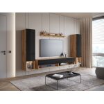 Ensemble de salon suspendus - amadeo ii - wotan / noir brilliant - led - meuble tv - vitrine Ensemble de salon suspendus - amadeo ii - wotan / noir brilliant - led - meuble tv - vitrine