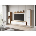 Ensemble de salon suspendus - bogota - wotan / blanc brillant - meuble tv - rangement - design classique ...