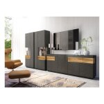 Ensemble de salon vitrine et buffet collection kiles. coloris gris anthracite et chne.