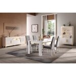 Jemma - ensemble séjour complet blanc décor doré table 190cm + buffet et vitrine avec leds Jemma - ensemble séjour complet blanc décor doré table 190cm + buffet et vitrine avec leds