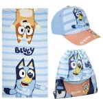Ensemble serviette sac de sport et casquette - bluey - polyester coton - 70x140 cm - mixte - printemps ...