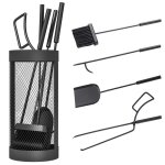 Ensemble serviteur de chemine - outsunny - accessoires de chemine balai pelle pince tisonnier et seau ...