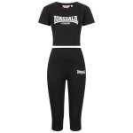 Lonsdale ensemble t - shirt court et legging 7 / 8 femme noir - coton peign� et �lasthanne