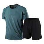 Ensemble t - shirt manches courtes et short respirant séchage rapide vetement de sport 2 pièces stretch ... Ensemble t - shirt manches courtes et short respirant séchage rapide vetement de sport 2 pièces stretch ...