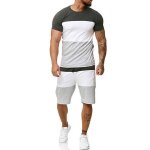 Ensemble short et tee shirt homme imprim� flamme sportswear - gris - manches courtes