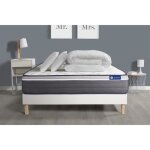 Pack prt  dormir matelas actiflex plus 140x190 ressorts ensachs + mmoire de forme + sommier kit bl ...