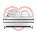 Pack lit complet - matelas 160x200 cm + sommier tapissier  lattes (en kit) + 2 oreillers + couette - ...