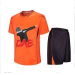Ensemble sport enfant dab ? t - shirt anti - transpirant + short noir ? 100% polyester - - orange