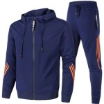 Ensemble de sport jogging veste capuche et pantalon taille elastique pour homme - bleu - fitness - respirant ...