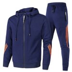 Ensemble de survtement pour homme vitata - rayures slim fit - taille lastique - bleu fonc