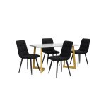 Ensemble table 117x70 et 4 chaises noir or velours mdf métal rectangulaire style moderne pour cuisine ... Ensemble table 117x70 et 4 chaises noir or velours mdf métal rectangulaire style moderne pour cuisine ...