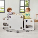 Ensemble table enfant avec 2 chaises �volutives en bois blanc et naturel ? set montessori 0 � 6 ans ? ...