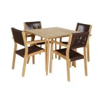 Ensemble table et chaises - teck - 90 x 90 x 75 cm - 4 personnes - jardin - contemporain