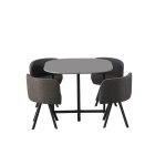 Ensemble table et 4 chaises orbena ? coloris gris mat ? table 100x100 cm ? design moderne et compact