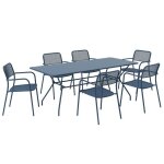 Ensemble table et 6 fauteuils de jardin bleu - oviala