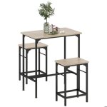 Ensemble table de bar avec 2 tabourets - homcom - cadre en acier - pour cuisine salle � manger et salon ...