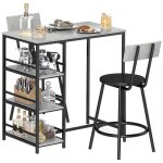 Ensemble table de bar avec 2 tabourets - homcom - tagres de rangement - pour salle  manger cuisine ...