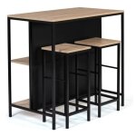 Ensemble table de bar îlot + 2 tabourets design industriel Ensemble table de bar îlot + 2 tabourets design industriel