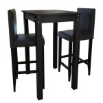 Ensemble table de bar et tabourets - 1 table - 2 tabourets - noir - 55x55x107 cm - 41x45x108 cm - hauteur ...