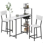 Ensemble table de bar avec tabourets - homcom - abattant pliant casiers � vin porte - verres �tag�res ...