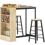 Ensemble table de bar avec tabourets - homcom - compartiments ouverts étagère réglable et repose - pieds ... Ensemble table de bar avec tabourets - homcom - compartiments ouverts étagère réglable et repose - pieds ...