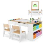 Ensemble table enfant avec chaise 3 en 1 - dreamade - plateau inclinable - bo�tes de rangement - espace ...