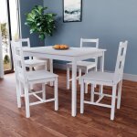 Ensemble table et chaises 4 places yorkshire bois massif cuisine salle  manger blanc