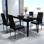 Ensemble table et chaises de cuisine noir haut de ensemble de table pour salle � manger cinq pi�ces noir ...