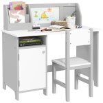 Ensemble table et chaise pour enfant - homcom - avec tableau blanc - bureau pour enfant + 5 ans 90l x ...