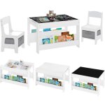 Ensemble table et chaises pour enfants - tableau noir réversible - pour divers endroits - blanc Ensemble table et chaises pour enfants - tableau noir réversible - pour divers endroits - blanc