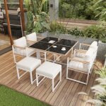 Ensemble de table et chaises dextérieur 6 personnes avec table en verre trempésalon de jardin protection ... Ensemble de table et chaises dextérieur 6 personnes avec table en verre trempésalon de jardin protection ...